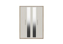 London Bedrooms - Chelsea 4 Door Tall Wardrobe with 2 Mirror Doors and Silver Handles