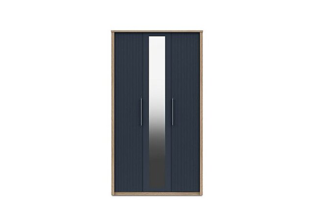 London Bedrooms - Chelsea 3 Door Tall Wardrobe with Mirror Door and Silver Handles - Royal Blue