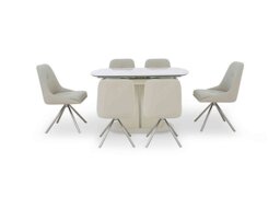 Avorio Swivel Extending Dining Table and 6 Swivel Chairs Set