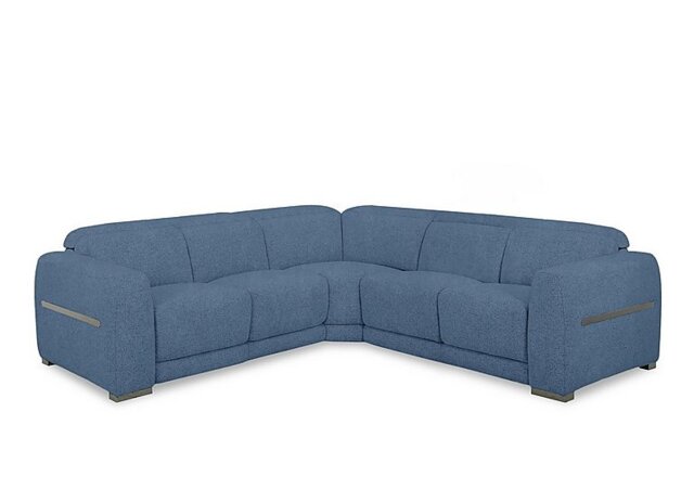 Edison Large Fabric Corner Sofa - Silverish Blue