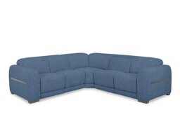 Edison Large Fabric Corner Sofa - Silverish Blue