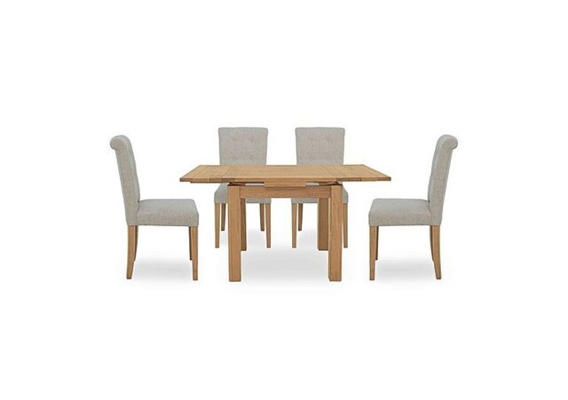 Furnitureland - Augusta Draw Leaf Extending Dining Table and 4 Roll Back Upholstered Chairs
