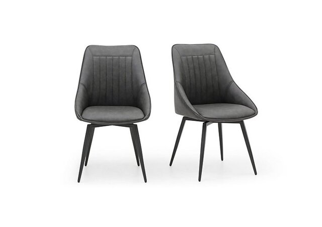 Crete Pair of Faux Leather Swivel Dining Chairs