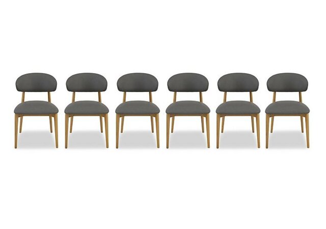 Riga Set of 6 Wooden Dining Chairs - Grey