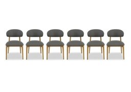Riga Set of 6 Wooden Dining Chairs - Grey