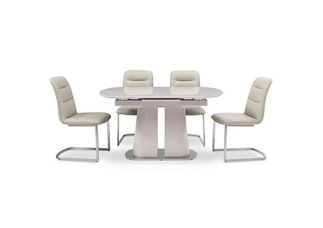 Cashmere Pop-Up Extending Dining Table and 4 Chairs - 140-cm - Taupe
