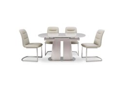 Cashmere Pop-Up Extending Dining Table and 4 Chairs - 140-cm - Taupe