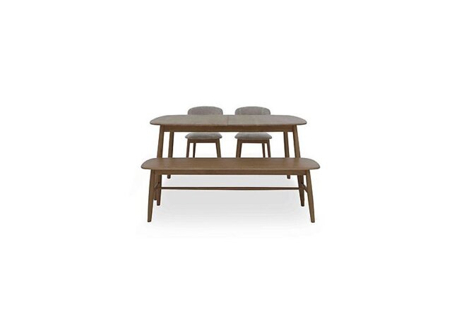 Stockholm Extending Dining Table with 2 Wooden Chairs and a Bench - Dark Oak