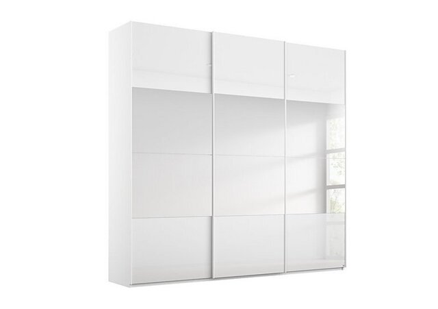 Rauch - Formes Glass 3 Door Sliding Wardrobe with Horizontal Mirrors - White/White Front