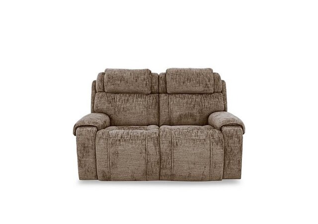 World of Leather - Hollywood Fabric 2 Seater Power Recliner Sofa with Power Headrests and Storage Arms - Light Brown
