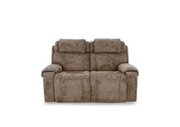 World of Leather - Hollywood Fabric 2 Seater Power Recliner Sofa with Power Headrests and Storage Arms - Light Brown
