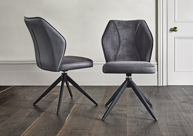 Julio Pair of Swivel Dining Chairs - Anthracite