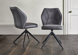 Julio Pair of Swivel Dining Chairs - Anthracite