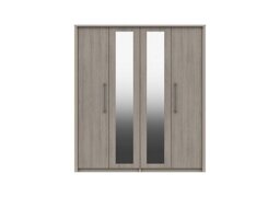 London Bedrooms - Paddington 4 Door Wardrobe with Mirrors - Grey Oak