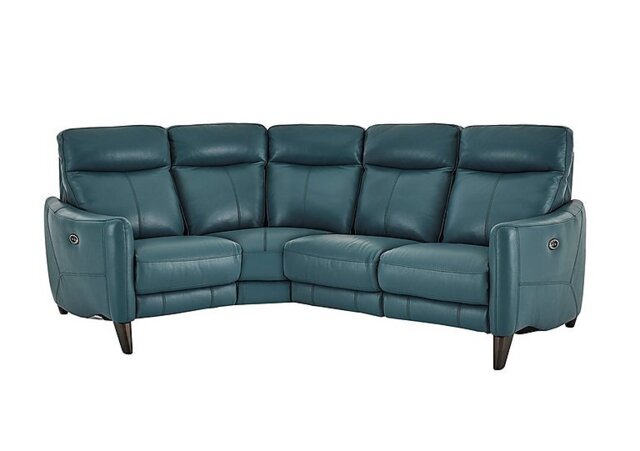 Compact Collection Petit Leather Power Recliner Right Hand Facing Corner Sofa - BV Lake Green - Sofas and Armchairs - In Time for Christmas