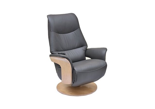 Olaf Leather Power Swivel Recliner Chair - Charcoal - Sofas and Armchairs - In Time for Christmas