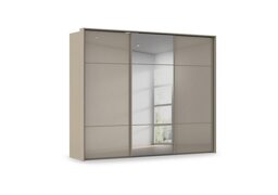 Rauch - Haven 280cm 3 Door Slider Wardrobe with 2 Glass Doors and 1 Mirror Door
