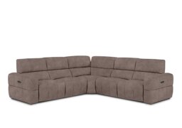 Cube Fabric Large Power Recliner Corner Sofa with Power Headrests - Marble Charcoal Grey