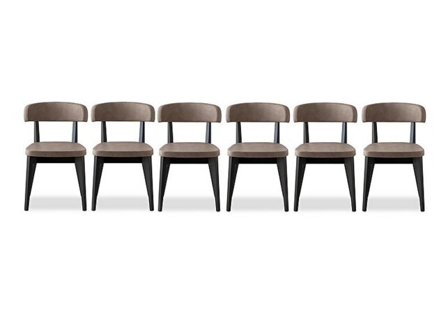 Connubia - Siren Set of 6 Graphite Wooden Leg Dining Chairs - Desert