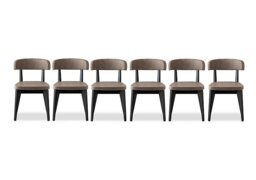 Connubia - Siren Set of 6 Graphite Wooden Leg Dining Chairs - Desert