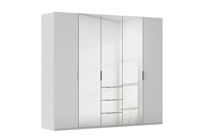 Rauch - Formes 5 Door Bifold Combi Wardrobe with 2 Glass Doors and 3 Mirror Doors - Silk Grey/Silk Grey Front