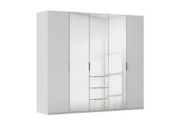 Rauch - Formes 5 Door Bifold Combi Wardrobe with 2 Glass Doors and 3 Mirror Doors - Silk Grey/Silk Grey Front