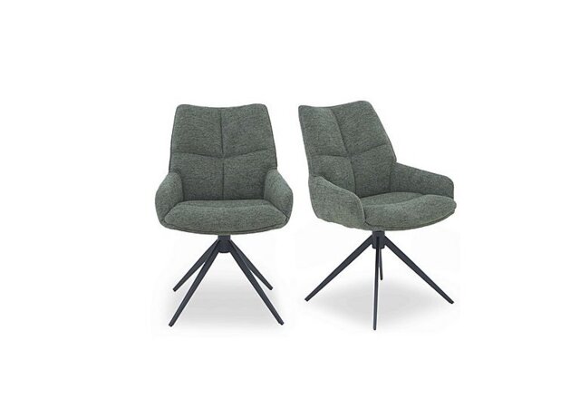 Kiara Pair of Fabric Swivel Dining Chairs - Forest