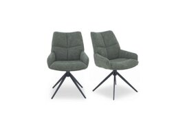 Kiara Pair of Fabric Swivel Dining Chairs - Forest