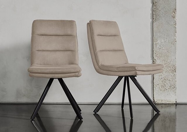 Njord Set of 4 Fabric Swivel Dining Chairs - Sand