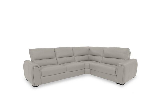 World of Leather - Flex Leather Small Right Hand Facing Corner Sofa Bed with Storage Arm - Silver Grey