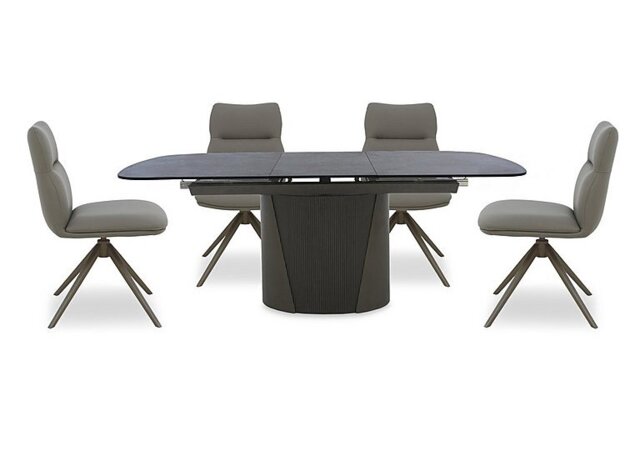 Icon Bronze Extending Dining Table and 4 Diva Chairs with Bronze legs - 160-cm