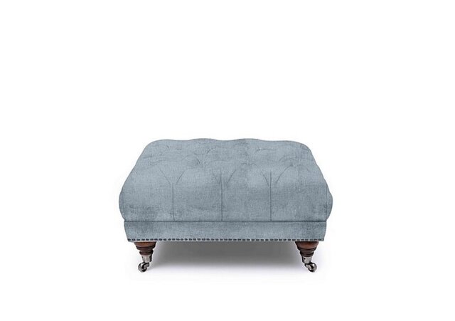 At The Helm - Shackleton Fabric Square Footstool with Castors - Boathouse Blue