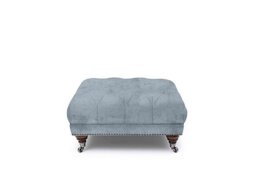 At The Helm - Shackleton Fabric Square Footstool with Castors - Boathouse Blue