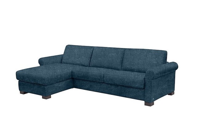 Nicoletti - Alcova 3 Seater Left Hand Facing Fabric Sofa Bed and Storage Chaise with Scroll Arms - Baobab Blue - Sofas and Armchairs