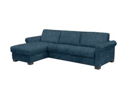 Nicoletti - Alcova 3 Seater Left Hand Facing Fabric Sofa Bed and Storage Chaise with Scroll Arms - Baobab Blue - Sofas and Armchairs
