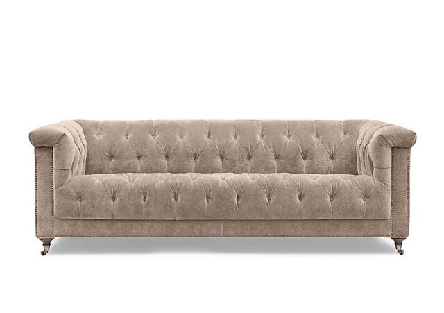 At The Helm - Wallace 4 Seater Fabric Chesterfield Sofa - Barley