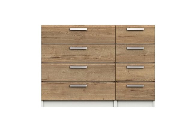 London Bedrooms - Waterloo 8 Drawer Chest - White and Natural Rustic Oak