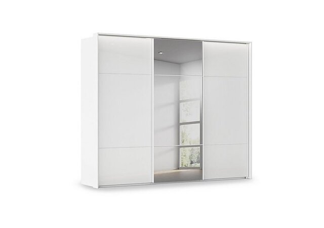 Rauch - Haven 280cm 3 Door Slider Wardrobe with 2 Glass Doors, 1 Mirror Door and Lights