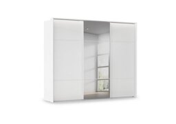 Rauch - Haven 280cm 3 Door Slider Wardrobe with 2 Glass Doors, 1 Mirror Door and Lights