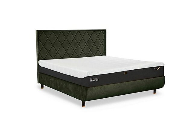 TEMPUR - Arc Disc Ottoman Bed Frame with Quilted Headboard - King Size - Black & Gold