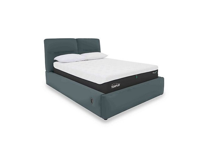 World of Leather - Stark NC Leather Electric Ottoman Bed Frame - King Size - NC Lake Green