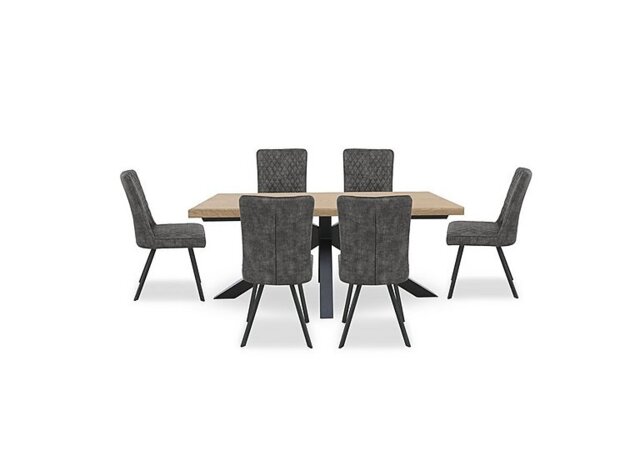 Earth Star Base Dining Table and 6 Chairs - Graphite
