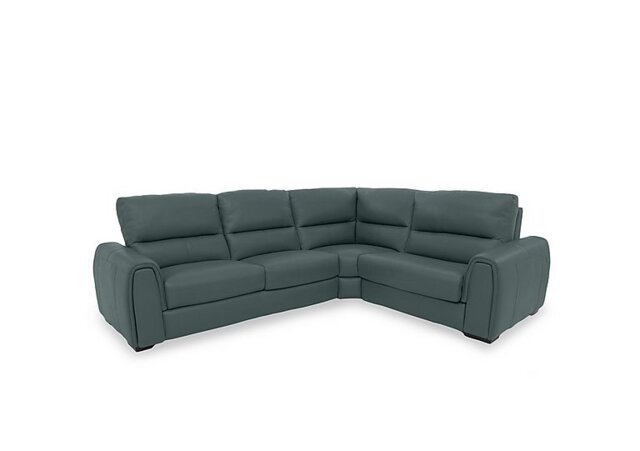 World of Leather - Flex Leather Small Right Hand Facing Corner Sofa Bed with Storage Arm - BV Lake Green