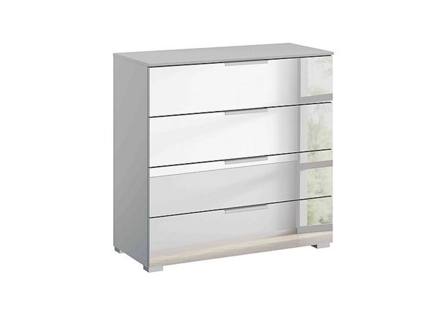 Rauch - Rio 80cm 4 Drawer Chest - Silk Grey Carc/Mirror Fr