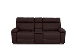 Cinemax Leather 3 Seater Media Console Power Recliner Sofa with Power Headrests - Burgundy
