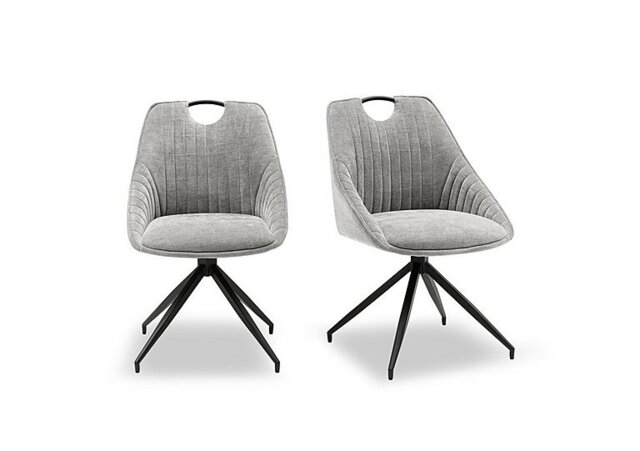 Petra Pair of Fabric Swivel Dining Chairs - Silver