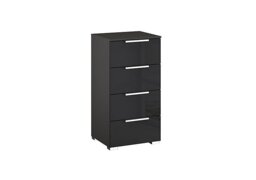 Rauch - Formes Glass 4 Drawer Narrow Chest - Graphite/Basalt Front