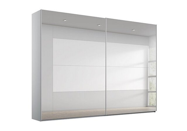 Rauch - Rio 271cm 2 Door Sliding Wardrobe with Premium Interior Fittings Package - Silk Grey Carc/Grey Mirror