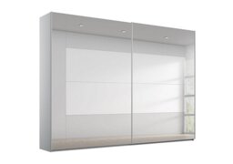 Rauch - Rio 271cm 2 Door Sliding Wardrobe with Premium Interior Fittings Package - Silk Grey Carc/Grey Mirror