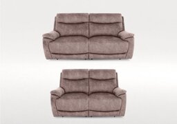 Sloane 3 and 2 Seater Fabric Power Recliner Sofa Set - Marble Charcoal Grey